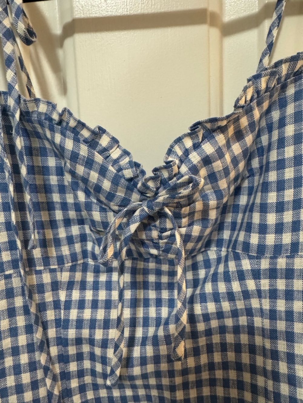 NWT Reformation Holcomb Linen Top Azure Check Size 6 $128 - Picture 4 of 12